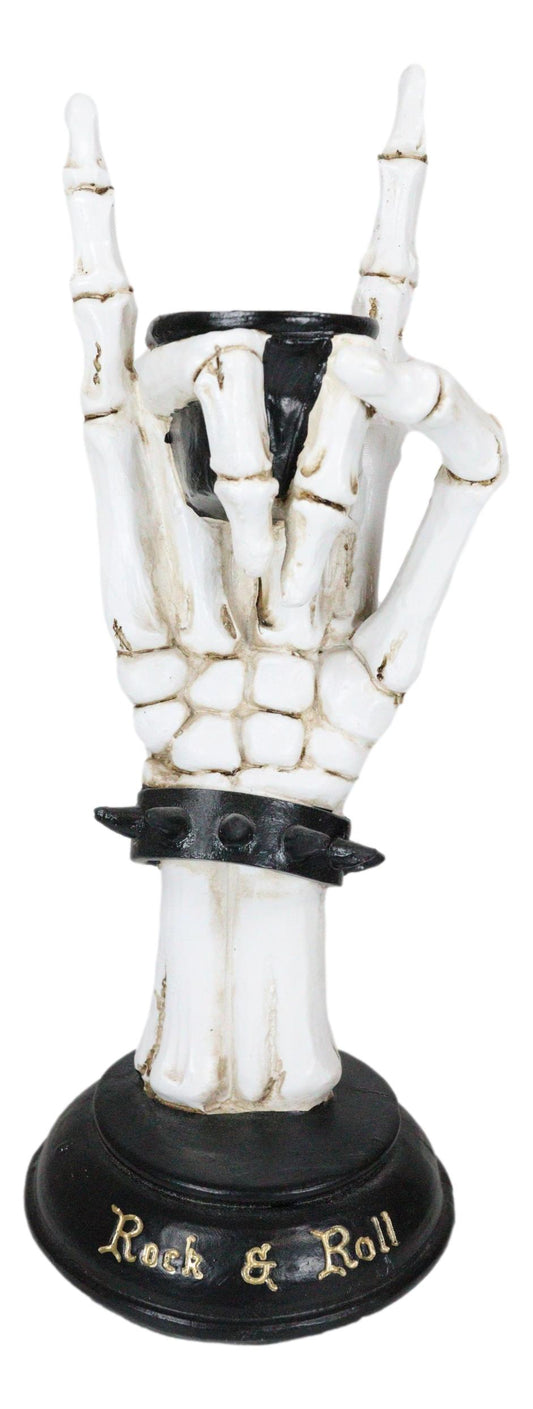 Gothic Hand Sign Skeleton Rock & Roll Spiked Bracelet Votive Candle Holder Decor