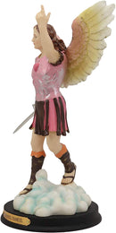 Catholic Church Colorful Archangel Chamuel With Red Heart And Sword Statue 10"H