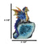 Metallic Blue Iridescent Wyrmling Dragon On Faux Geode Crystal Rock Figurine