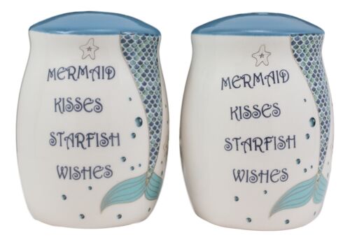 Ebros Marine Mermaid Kisses Starfish Wishes Ceramic Salt And Pepper Shakers Set