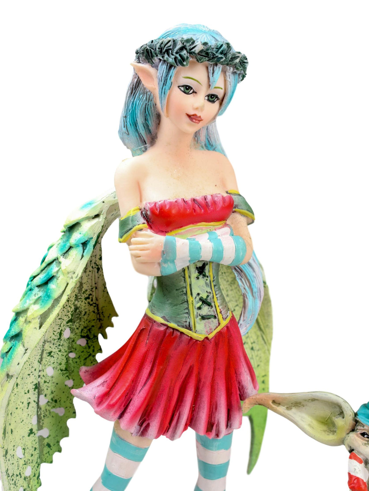 Amy Brown Christmas Fairy And Candy Cane Gremlin Naughty List Collectible Statue - Ebros Gift