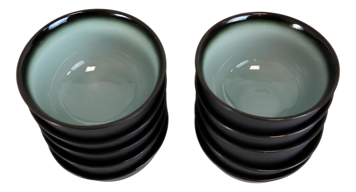Pack Of 10 Ceramic Zen Blue Swirl Appetizer Salad Soup Dessert Rice Bowls 10oz