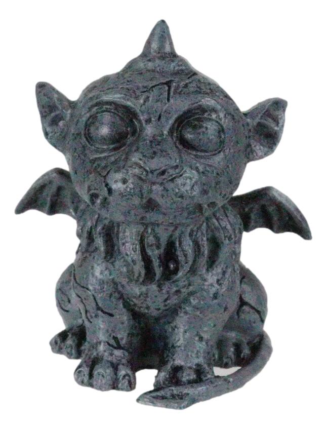 Gothic Winged Chimera Guardian Baby Lion Gargoyle Figurine Faux Stone Finish