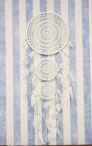 Bohemian Chic Hand Woven Triple Rings Macrame Dream Catcher Feathers Wall Decor