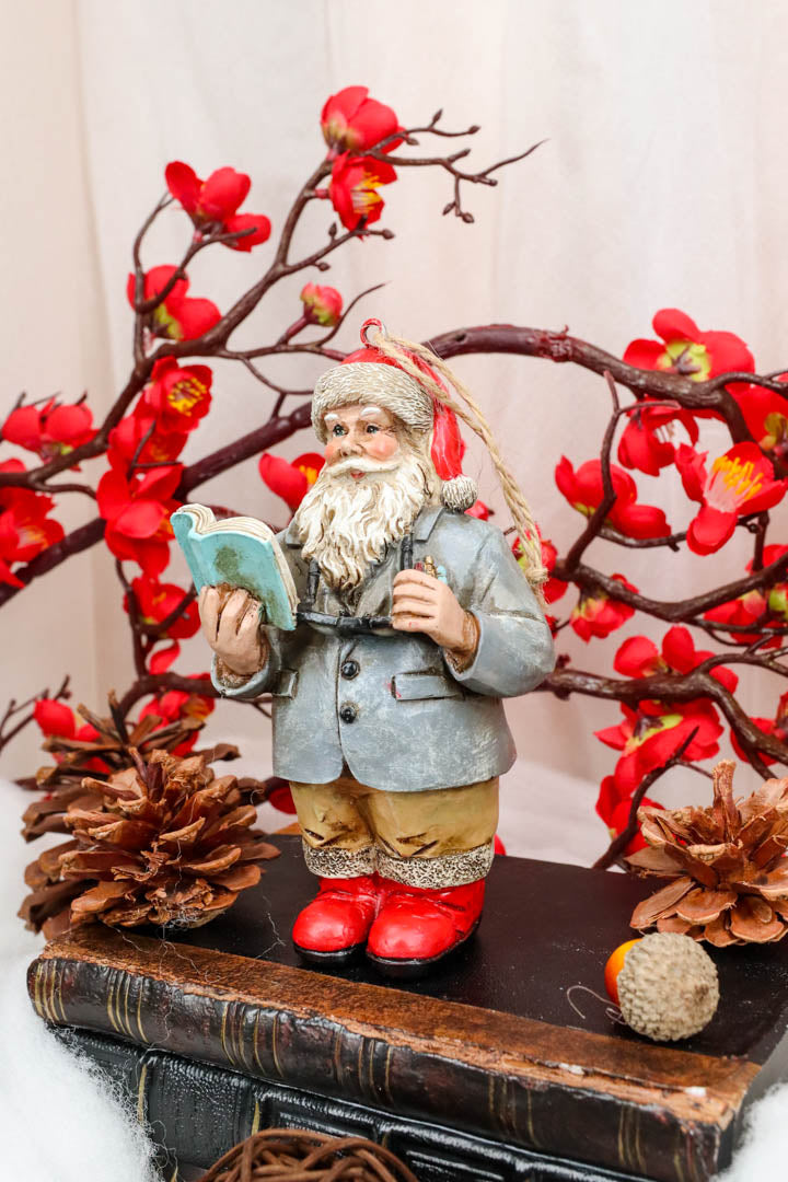 Good Teacher Santa Claus Reading Book Christmas Tree Hanging Ornament Decor