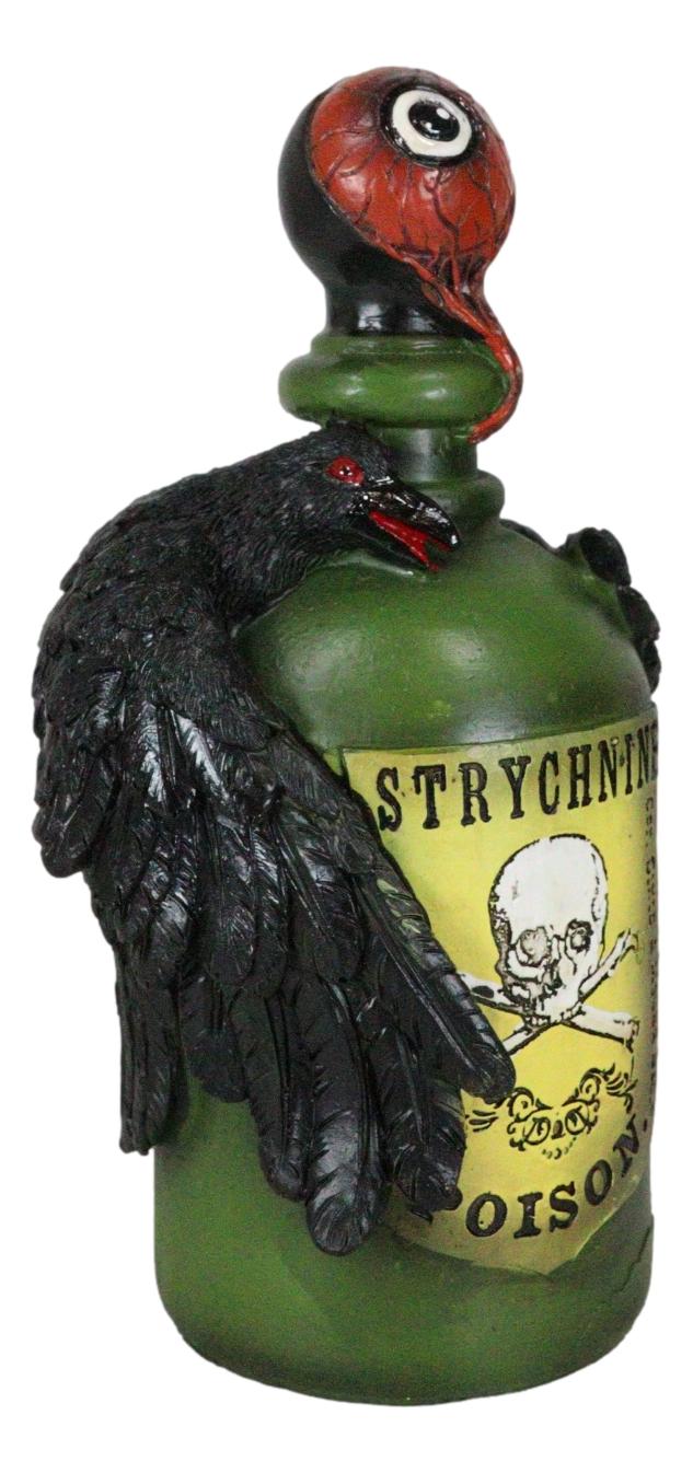 Wicca Paranormal Raven Crow With Eyeball Faux Poison Potion Bottle Prop Decor