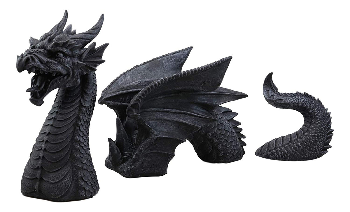 Swimming Castle Moat Dragon Lawn Garden Centerpiece Statue 3 Piece 21"L Total - Ebros Gift