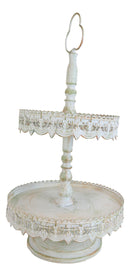 Rustic French Country 2 Tiered Dining Tabletop Metal Food Serving Platter Tray