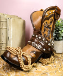 Ebros Western Texas Star Cowboy Boot And Spur Wine Holder 9"H Wild West Decor