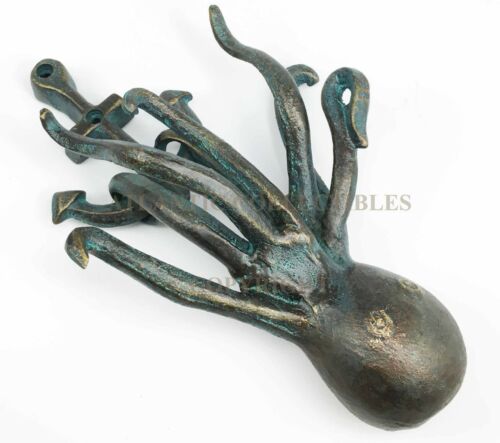 Ocean Fearsome Creature Kraken Octopus With Ship Anchor Aluminum Door Knocker