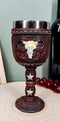 Western Cow Skull Western Stars Floral Scroll Faux Tooled Leather Wine Goblet