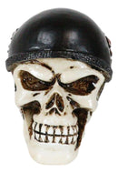 Day of The Dead Biker Skull Skeleton with Red Cross Black Helmet Mini Figurine