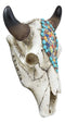 Ebros 9"L Western Southwest Steer Bull Cow Horned Skull Mural Mosaic Design Wall Decor