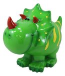 Green Triceratops Whimsical Dinosaur Kids Boys Girls Piggy Coin Bank Figurine