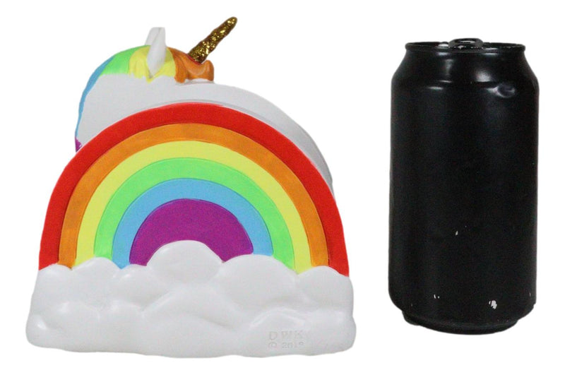 Sacred Pride Golden Horn Rainbow Unicorn On Clouds Paper Napkin Holder Figurine
