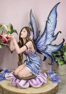 Ebros Purple Lavender Flower Fairy with Hummingbird Figurine 14.25" Tall Fairy Garden Decor Resin Statue