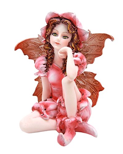 Ebros Miniature Fairy Garden Statue Pink Periwinkle Flower Fairy Collectible Figurine 3"H