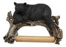 Ebros Rustic Lazy Black Bear Resting On Tree Branch Toilet Paper Holder Figurine 8.25" Wide Powder Room Bathroom Wall Decor Plaque For Cabin Hunting Lodge Animal Bears Accent