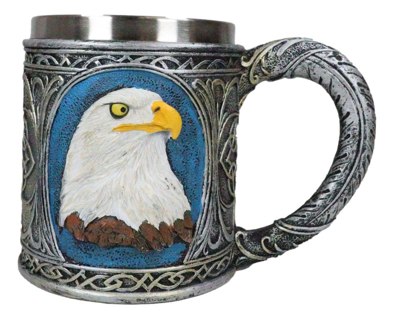 Patriotic Surveyor Majestic Bald Eagle Head Coffee Mug With Celtic Knotwork