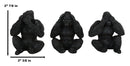 Ebros See Hear Speak No Evil Silverback Gorillas Figurine 3" Height Set of 3