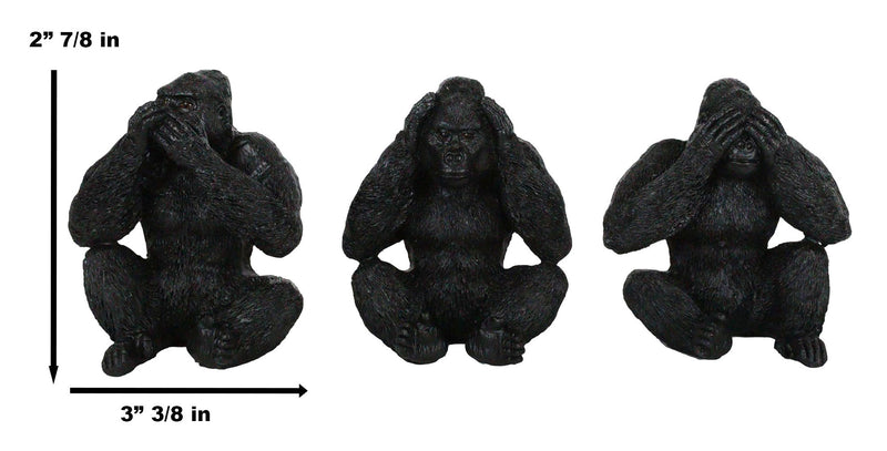 Ebros See Hear Speak No Evil Silverback Gorillas Figurine 3" Height Set of 3