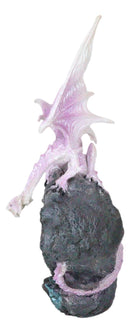 Pink Dragon Guarding Colorful LED Quartz Faux Geode Rock Crystal Cove Figurine