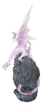 Pink Dragon Guarding Colorful LED Quartz Faux Geode Rock Crystal Cove Figurine