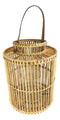 20"H Rustic Western Farmhouse Rattan Wooden Candle Holder Lantern With Hanger
