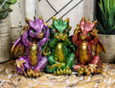 Ebros Metallic Three Wise Baby Dragon Set See Hear Speak No Evil Statue 3.5"H