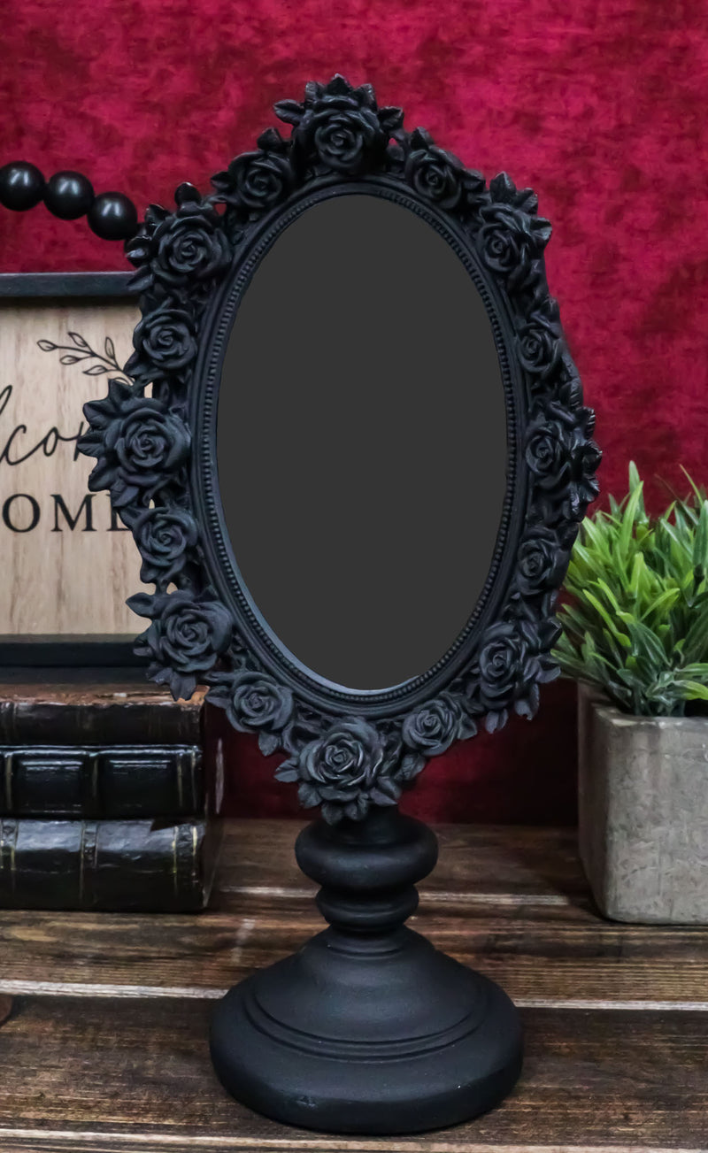 Victorian Black Gothic Roses Floral Vanity Dresser Desktop Table Mirro Ebros Gift Victorian Black Gothic Roses Floral Vanity Dresser Desktop Table Mirro Ebros Gift