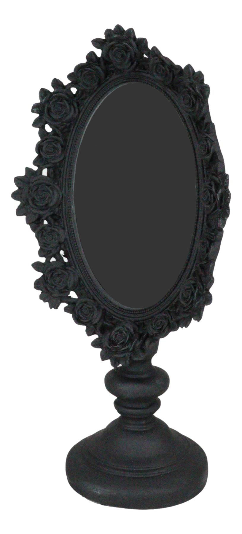 Victorian Black Gothic Roses Floral Vanity Dresser Desktop Table Mirror Decor