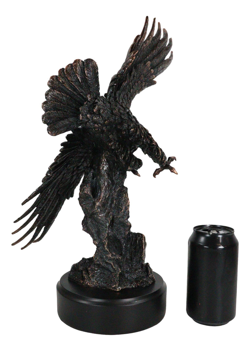 Large Wings of Glory Bald Eagle Diving Towards Mountain Statue With Base 17"H