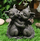 Fantasy Fiery Romance Dragon Lovers Hugging Garden Figurine Faux Stone Resin