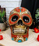 Aztec Indian Boho Mayan Fire God Tooled Floral Turquoise Orange Stones Skull