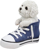 Ebros 'Paw-Star' Pups Puppy Bichon Frise Dog in Sneaker with Glass Eyes Figurine