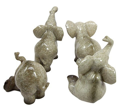 Ebros Gift Safari African Baby Calf Elephant Playing 3.25"H Decorative Figurine Set of 4 - Ebros Gift