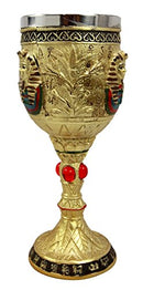 Ebros Ancient Egyptian Pharaoh King Tut Resin Wine Goblet Chalice With Liner