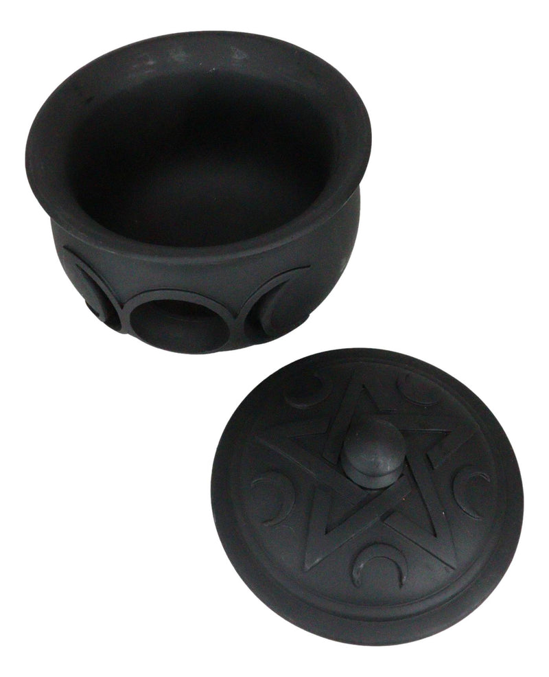 Wicca Triple Moon Goddess Cutout Cauldron Pot For Trinkets Crystals Holder