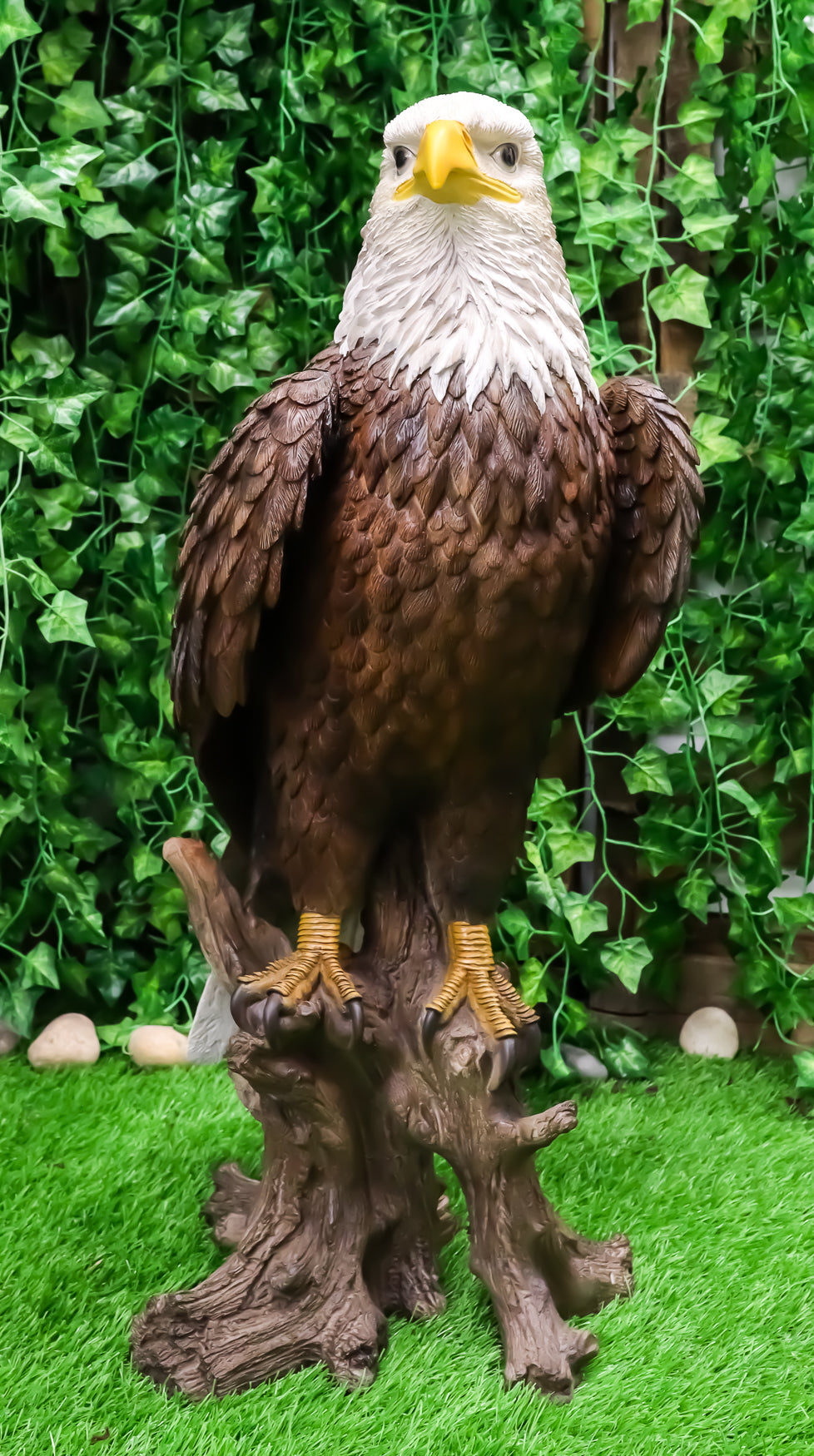 Ebros 27"H Realistic American Pride Bald Eagle Perching On Tree Stump Statue