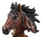 Wild Stallion Horse Bust Statue 11"H Resin Decor In Faux Wood Dark Mahogany