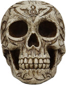 Ebros Gothic Samoan Lace Tribal Tattoo Lovers Symbols Skull Figurine 8"L Skeleton Head