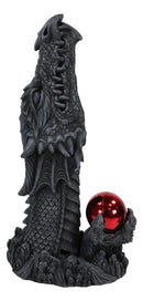 Red Orb Grendel Dragon Head Emerging From Ground Cone Incense Burner Sculpture