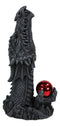 Red Orb Grendel Dragon Head Emerging From Ground Cone Incense Burner Sculpture