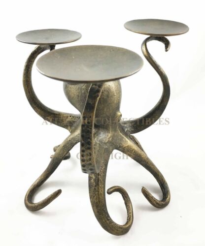 Uncharted Waters Ocean Giant Kraken Octopus Trio Candleholder Aluminum Figurine