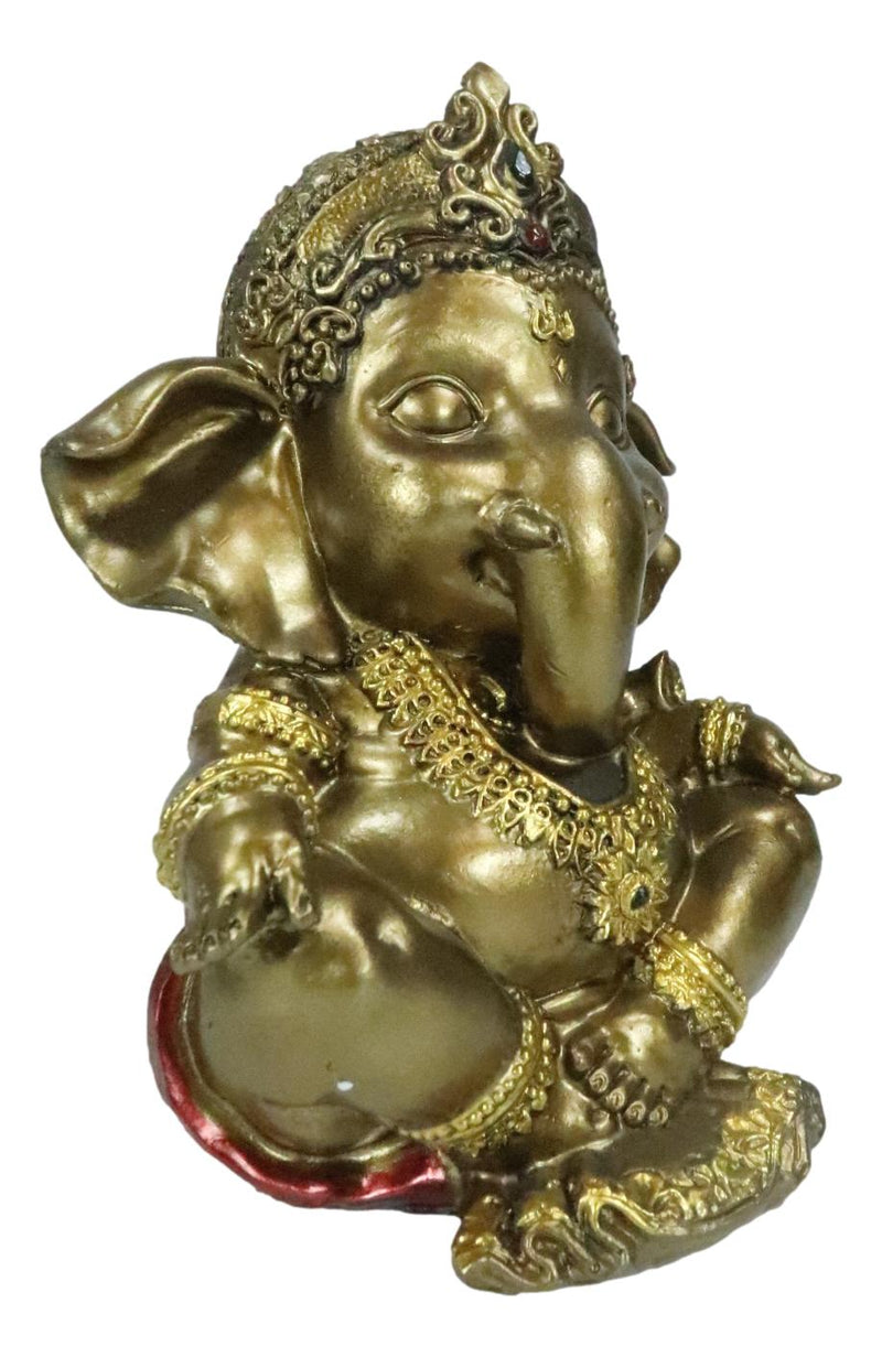 Vastu Hindu Elephant God Baby Ganesha Ganapati Sitting In Meditation Figurine