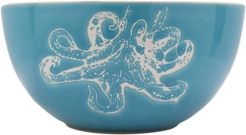 Ebros Pack Of 2 Nautical Ocean Marine Octopus Abstract Blue Bowls 18oz Decor