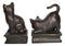 Sitting And Crouching Feline Cat Resin Bookends 7" Tall Abstract Cat Statue Set