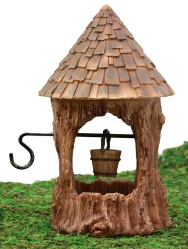 Ebros Fairy Garden Miniature Tee Bark Fairy Wishing Well Figurine 6.5"H