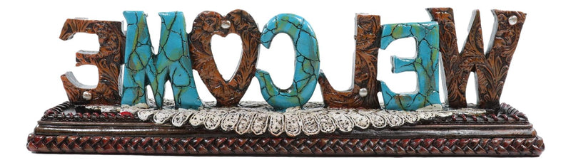 Rustic Western Tooled Leather Scrollwork Turquoise Rocks Welcome Deskt ...