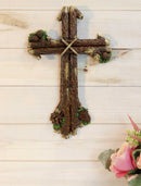 Rustic Western Rugged Tree Logs With Festive Pine Cones Wall Cross Decor Plaque